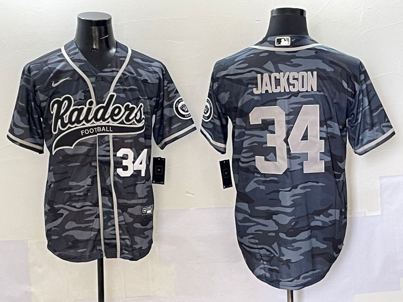 Men 2025 Oakland Raiders #34 Jackson Camo Joint Name Nike Limited NFL Jersey style 2